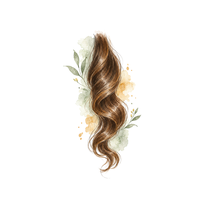 Watercolor of a lock of glossy wavy hair