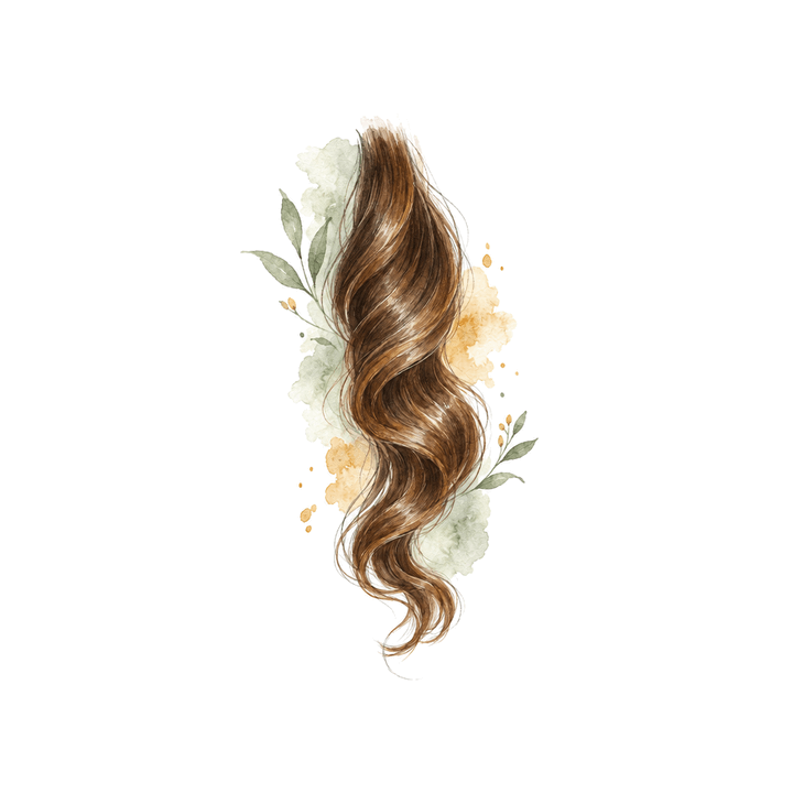 Watercolor of a lock of glossy wavy hair