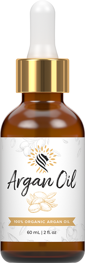 The 60 mL bottle of Argan Oil standing on a boulder